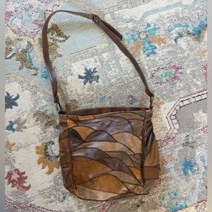 Vintage 🤎 Genuine Leather Patchwork Slouchy Shoulder Bag